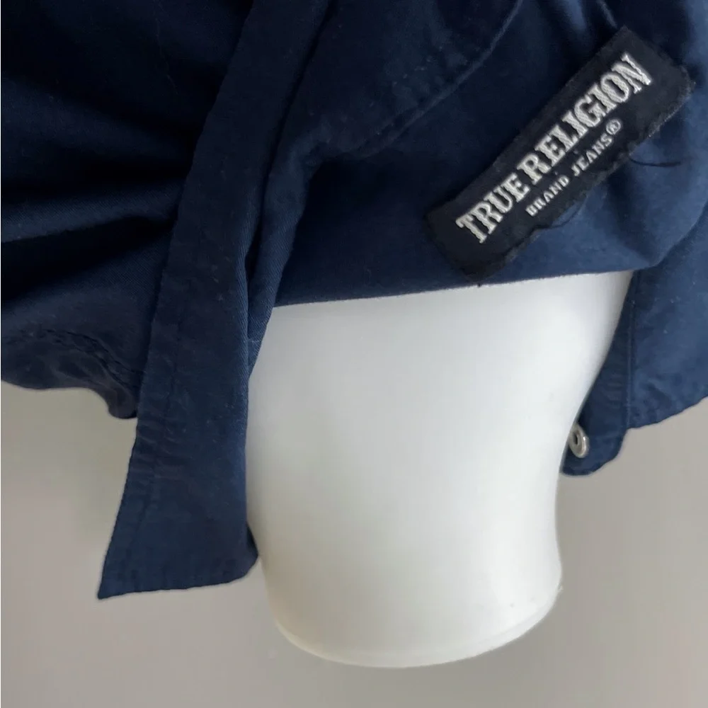 True Religion Dark Blue Casual Button Down Shirt Western Casual Cotton
